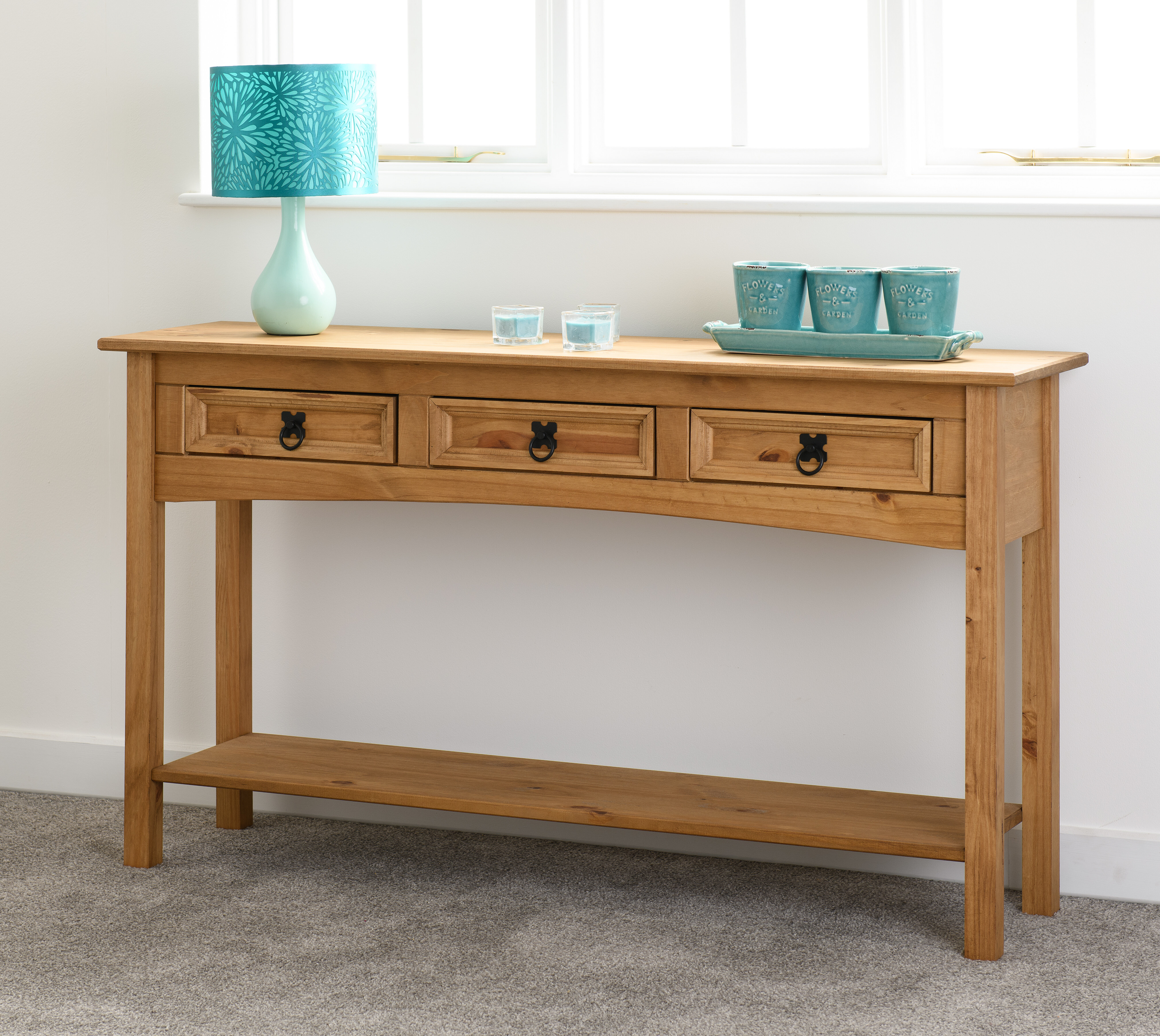 3 drawer online oak console table