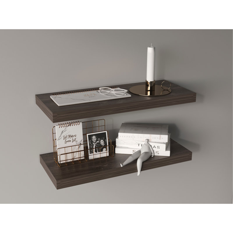 Floating Shelves, Sienna, 2 Shelves, 1.50" H, Brown