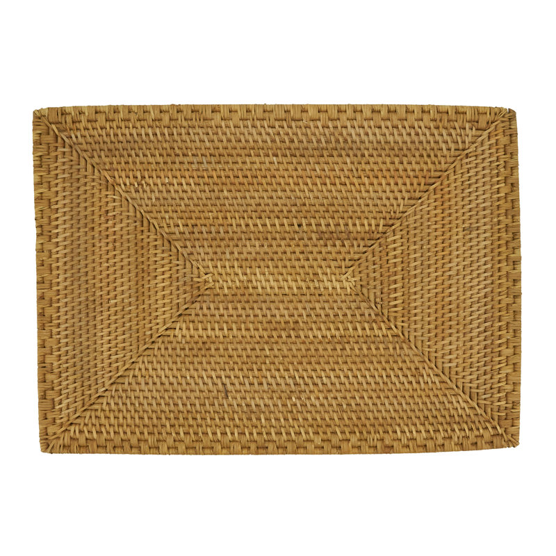 Avignon Collection Rattan No Pattern Rectangle Placemat, Caramel