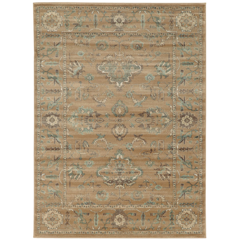 Benson Traditional Vintage Distressed Beige Oriental Area Rug, Rectangle  7'10" x 10'6"