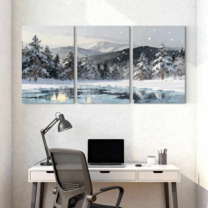 Paysage d'hiver, paysage d'hiver, H 24 po x l 48 po