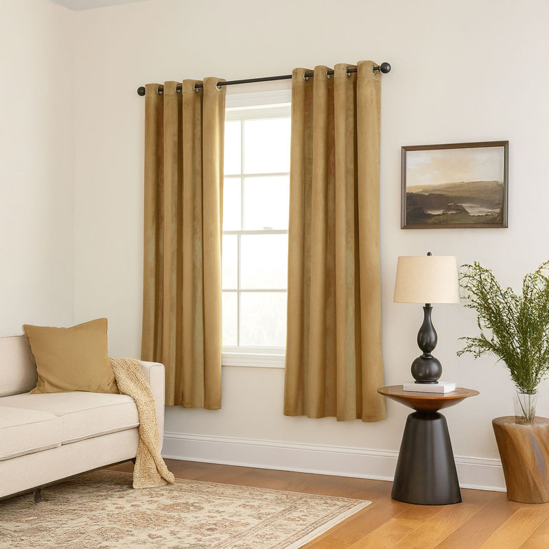 Velvet Room Darkening Curtain Panel Pair, Orange, 117cm Width x 137cm Drop