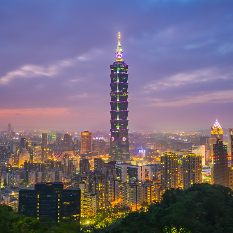 Taipei Skyline by Orpheus26 - Wrapped Canvas Print, 30cm H x 30cm W