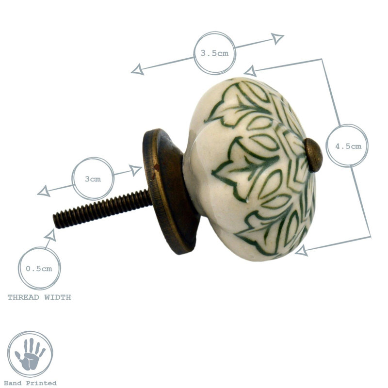 Nicola Spring - Floral Ceramic Cabinet Knobs, White