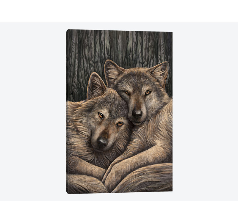 " Loyal Companions " by Lisa Parker, 26" H x 18" W x 1.5" D, Black Framed Canvas, No Mat