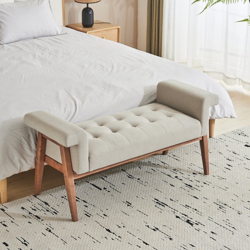 Dunaway Elegant Linen Tufted Bench