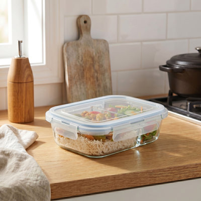  580ml Dual Compartment Rectangle High Borosilicate Glass