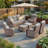 7 Piece Wicker Patio Furniture Set With 6" Thick Cushion - Outdoor Swivel Rocker Chairs Set With 3 Seat Sofa And Ottomans, Patio Conversation Sets Proch Furniture For Balcony Deck-448160435-448160438-448160436