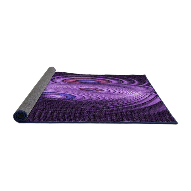 Tapis abstrait en laine mauve, Rond 4 pi