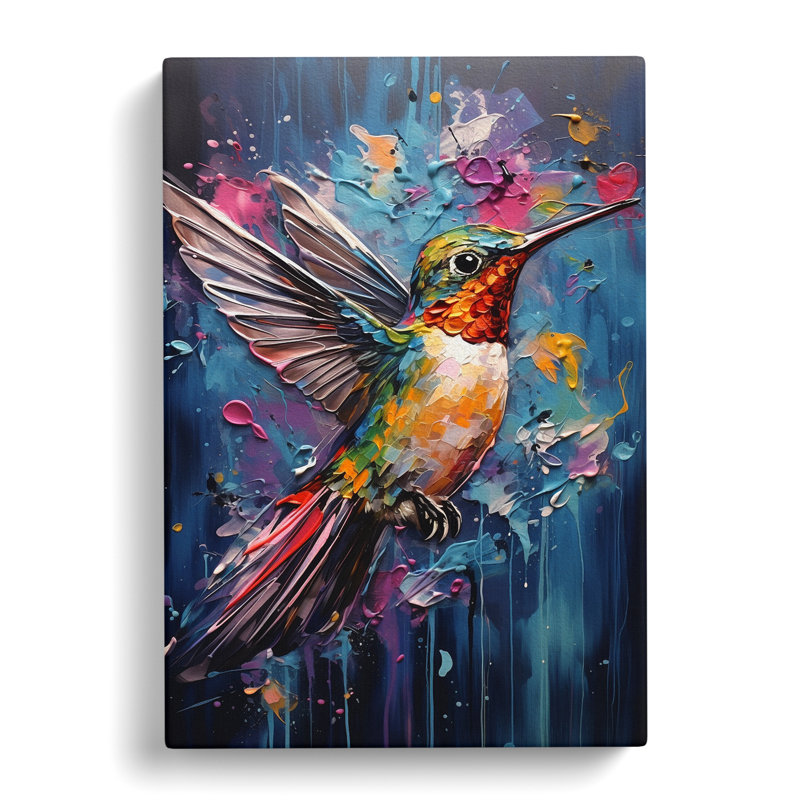 Hummingbird Expressionism No.2 - Wrapped Canvas, 76cm H x 50cm W x 3cm D