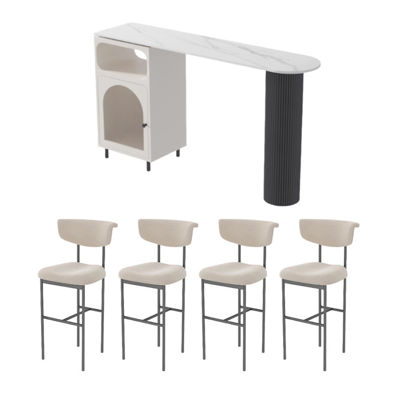 Table en pierre claire de luxe, H 41,3 po x L 62,9 po x l 15,7 po, Rose, Noir