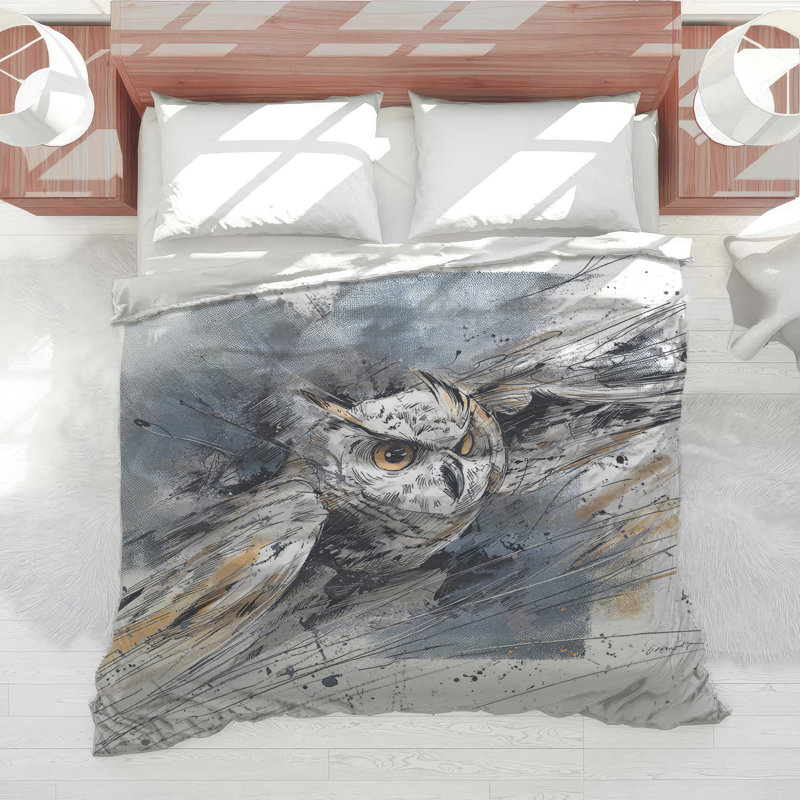 Édredon Flying Owl Illustration, Très grand lit