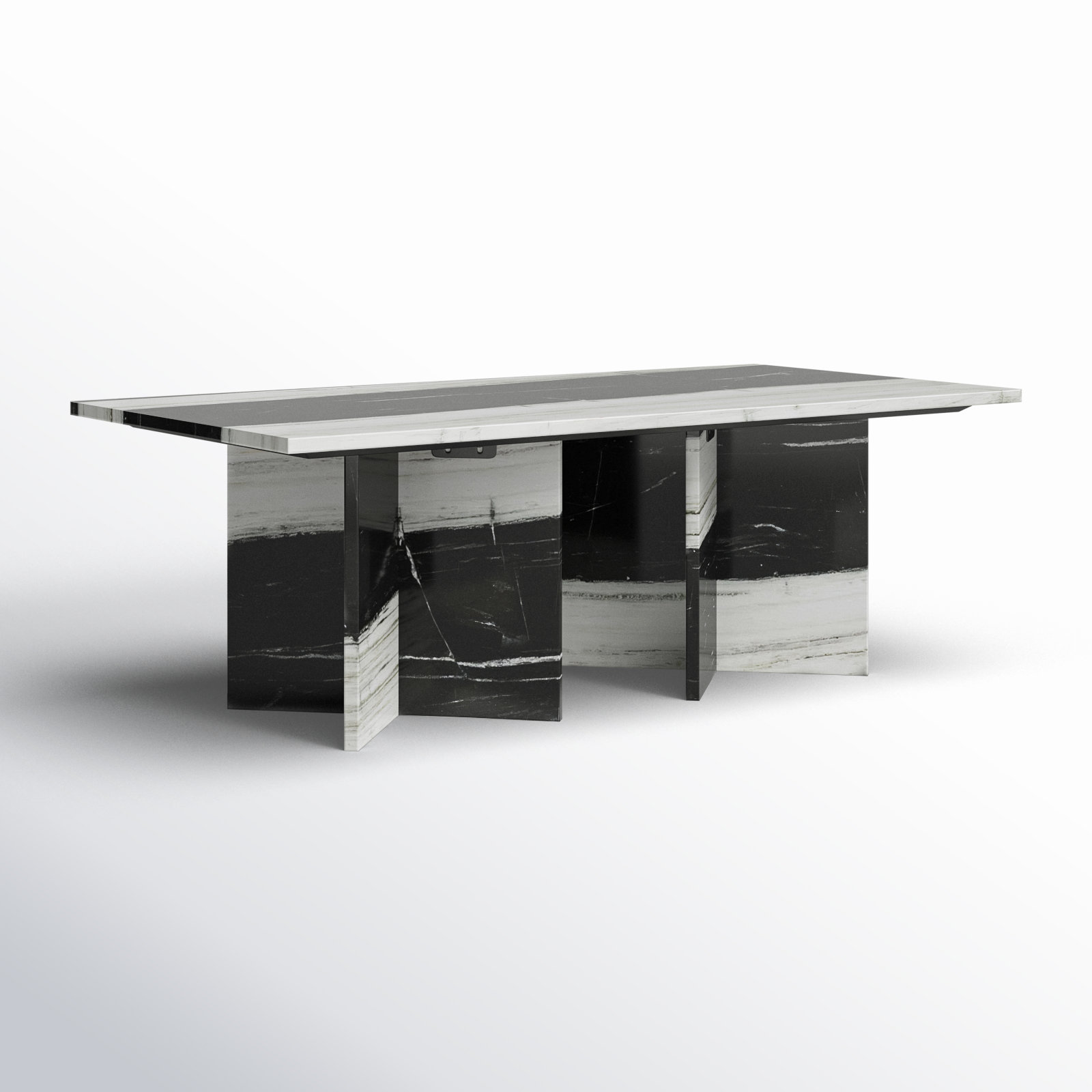 Verona 48" Genuine Marble Coffee Table, Panda Marble