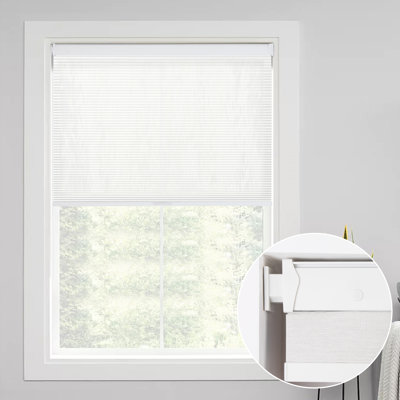  No Drill No Tools Blackout Cellular Shades Cordless, White Blackout, Honeycomb Blinds For Window, Easy Install No Screws Thermal Insulated Noise Reduction Cellular Blinds For Home