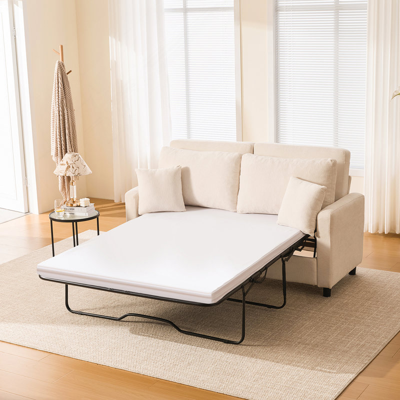 Sleeper Sofa Bed, Pull Out Couch With Mattress, 81.5'' 3 Seater Upholstery Sectional Couches, Modern Linen Convertible Sofa, Living Room Furniture For Small Spaces, Apartment, Studio