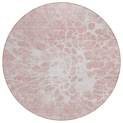 Tapis intérieur rond lavable abstrait ivoire 8 pi
