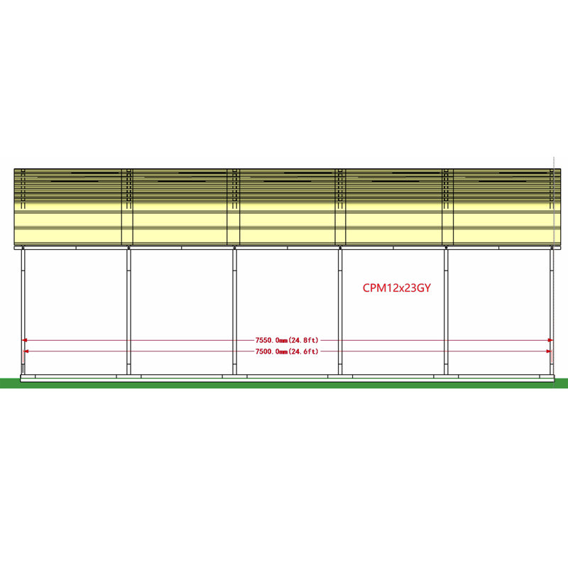 Metal Carport with Corrugated Roof Panels, 10' H x 12' W x 25' D