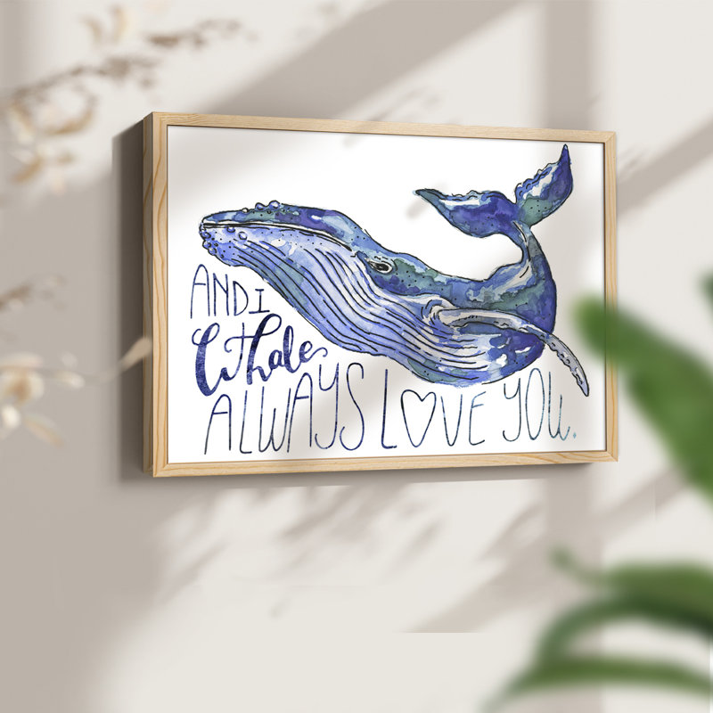 «Whale Love I», reproduction encadrée - Restickable, Naturel, H 16 po x l 20 po