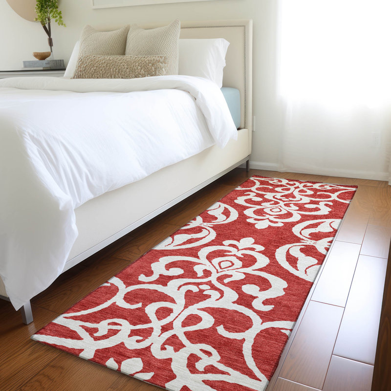 Premium Machine Washable Prisco Red Rug, Runner 2'3" x 7'6"