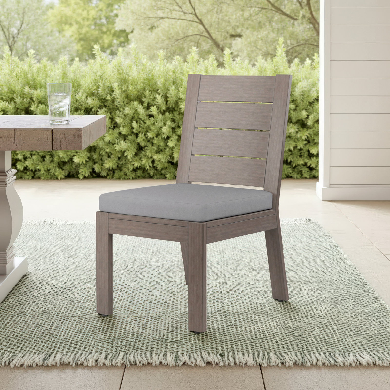 Laguna Premium All-Weather Wicker Outdoor Dining Side Chair with Sunbrella® Cushion, Canvas Granite Sunbrella® Canvas
