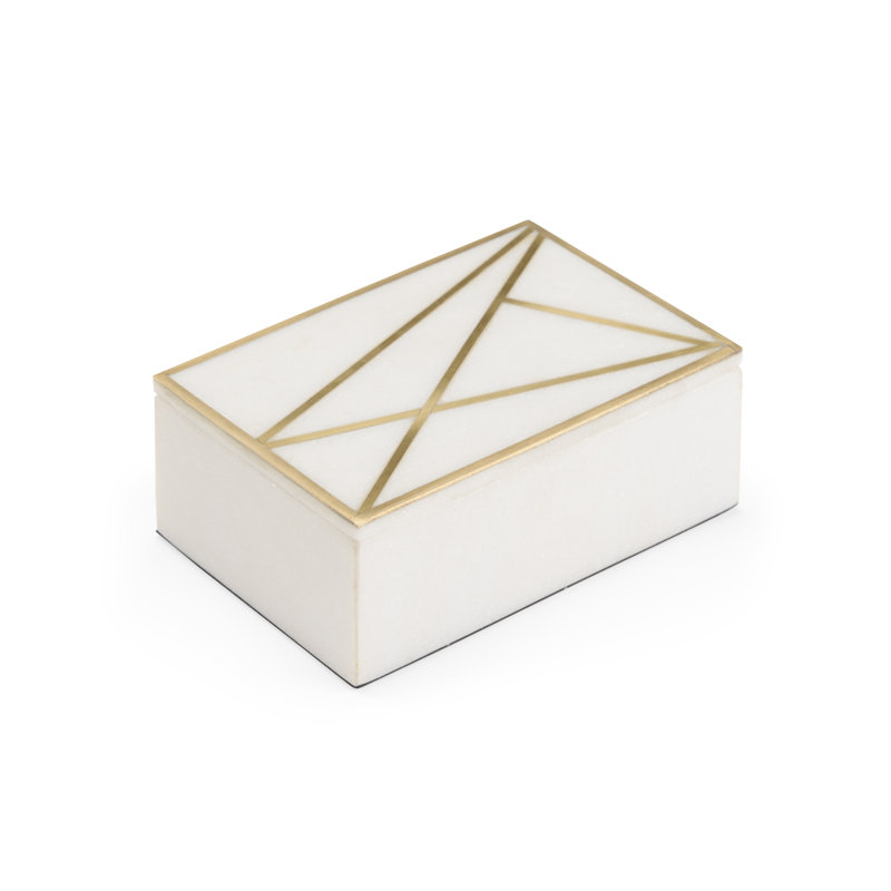 Genesis Alabaster Decorative Box, 3" H x 7.5" W x 5" D