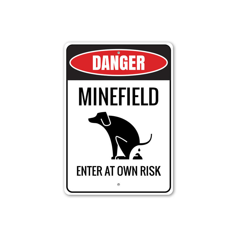 Plaque en aluminium Minefield Dog, H 14 po x l 10 po x P 0,04 po