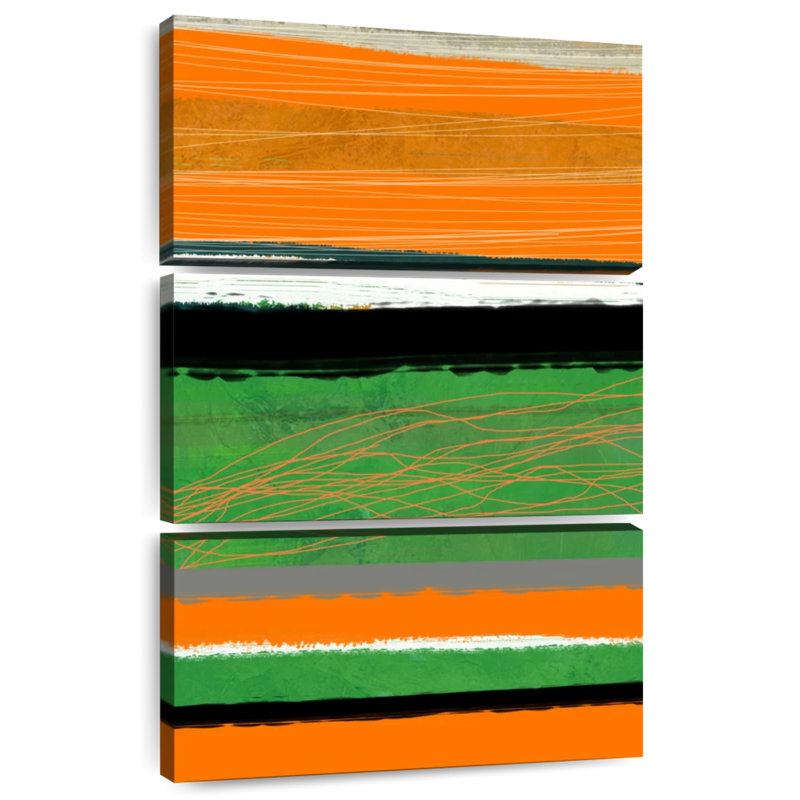 Avery orange et vert abstrait II, H 32 po x l 20 po