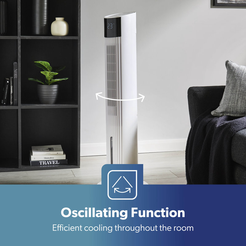 GEEPAS 42" Tower Fan with Remote Control | Bladeless Oscillating Cooling Digital Touch Display, 3 Speed Levels 4 Wind Modes With 12H Timer | Electric Standing Air Circulator for Home Office, 45W