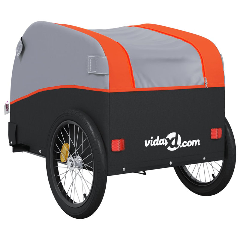 Remorque pour vélo vidaXL, Noir / Orange, H 26,8 po x l 52,4 po x P 26,8 po