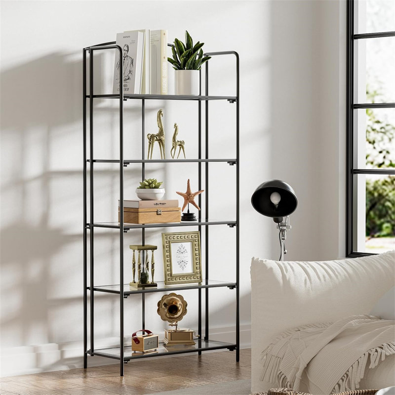 Sylvius Bookcase, (4 Shelves) 53.2" H x 22.4" W x 12.6" D, Black