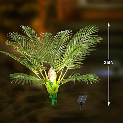 4-Pack 25 Inch Solar Artificial Palm Tree Lights for Garden Patio Lawn Pathway Decor