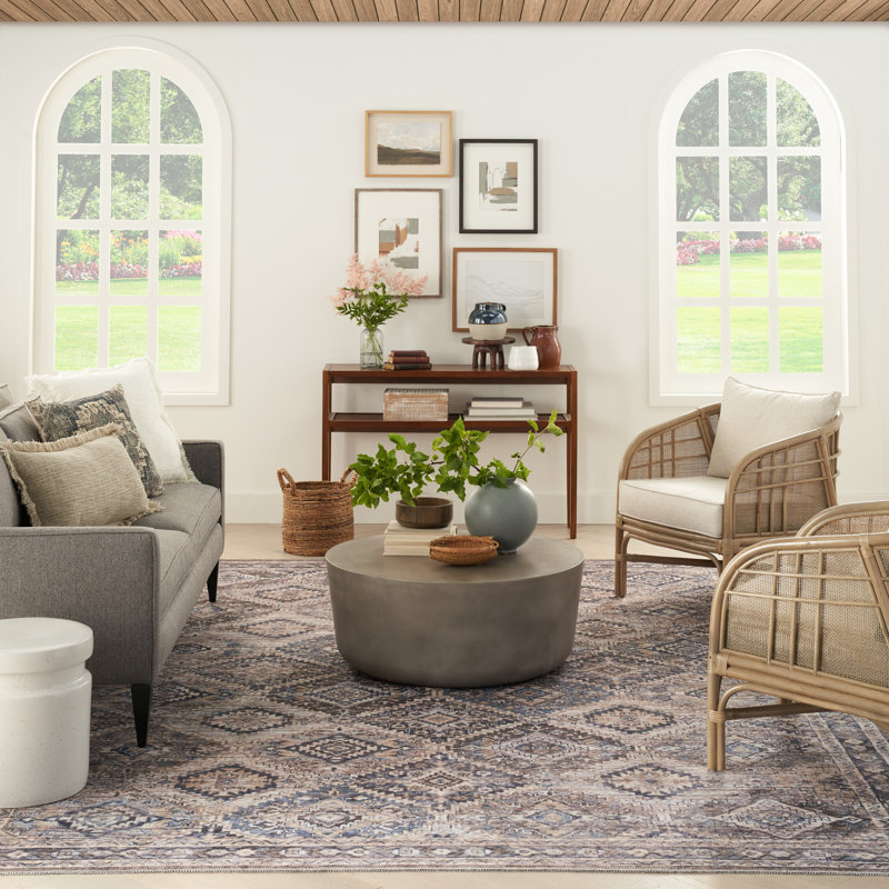 Machine Washable Southwestern Ivory/Gray/Latte Brown Area Rug, Rectangle 7'10" x 9'10"