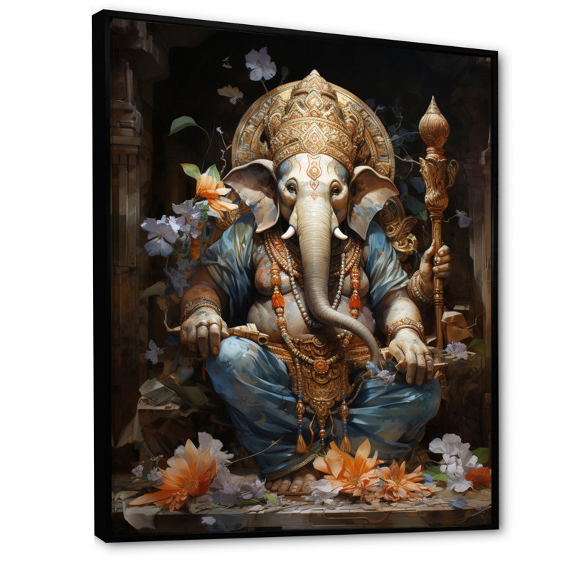 Impression sur toile encadrée, art indien gris doré, H 40 po x l 30 po x P 1,5 po, Cadre flottant noir