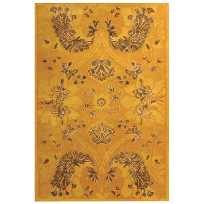 Tapis floral avec velours en laine et viscose Braxtan Silk Road