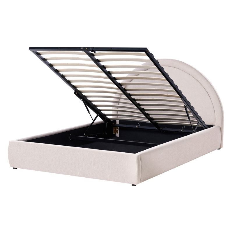 Upholstered Ottoman Storage Bed, Beige, European Double (140 x 200 cm)