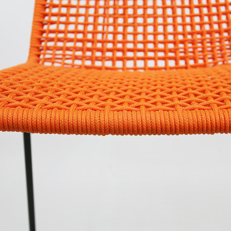 Knot Bar Stool, Charcoal Grey Frame/Orange Seat