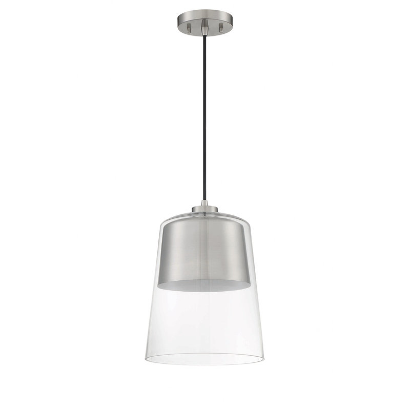 Luminaire suspendu noir 1 lumière Haverville, Nickel satiné, Nickel satiné