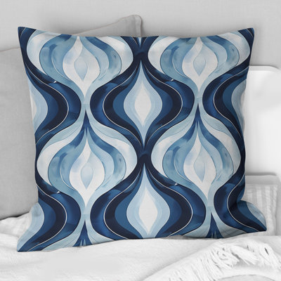 Blue Ogee Patterns VII - Midcentury Throw Pillow