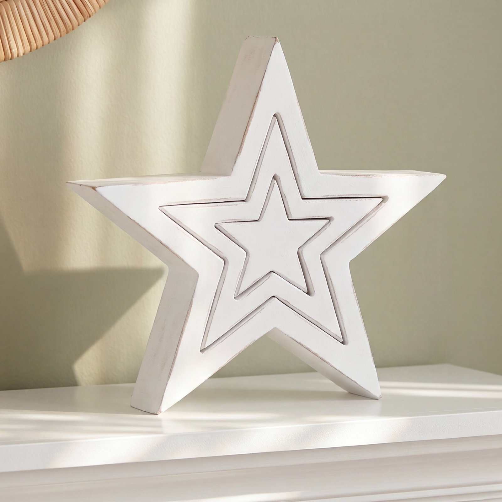 2-Piece Wooden Triple Star Puzzle Accent Set