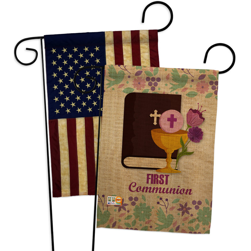 Première communion en polyester 2 faces 18,5 x 13 po drapeau de jardin