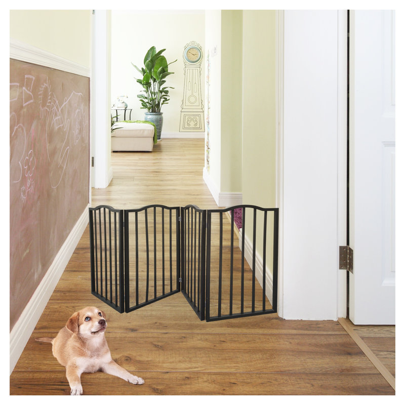 Barrière pour animaux autoportante en bois massif pour portes et escaliers, brun foncé