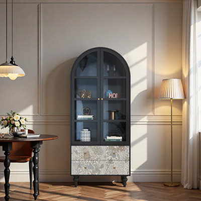 Vitrine en bois massif Vintage