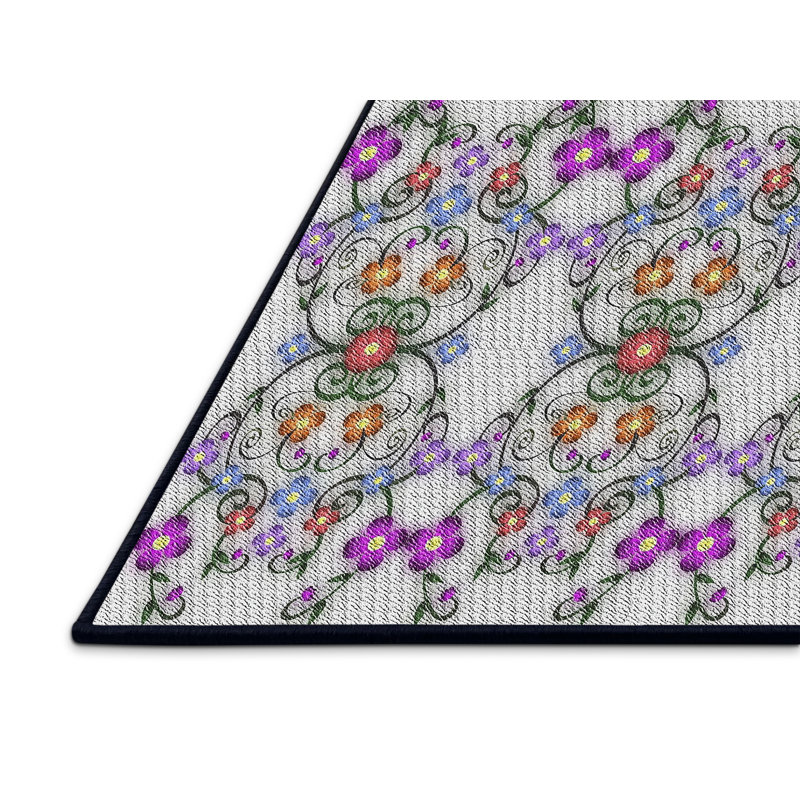 Tapis mauve à motif floral Sammy-Jo, Rectangle 5 pi x 7 pi