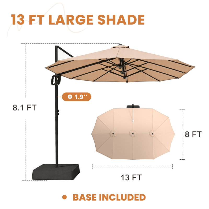 Ensemble repas d'extérieur rectangulaire pour 6 personnes avec parasol et chaises empilables, Brun