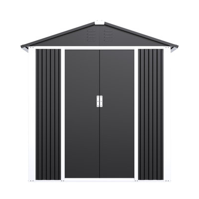 5.3 ft. W x 4 ft. D Galvanized Steel Storage Shed, Outdoor Metal Storage Shed with Sliding Door