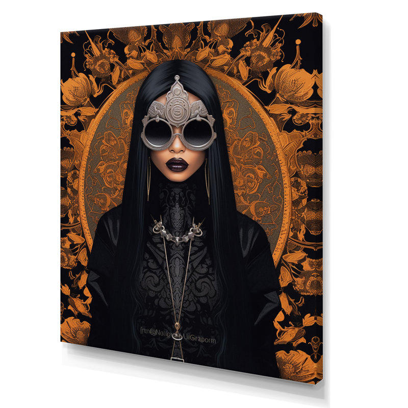 «Gothic Glam Woman with Dark Sun lunettes», reproduction d'art sur toile, H 32 po x l 24 po x P 1 po, Toile tendue