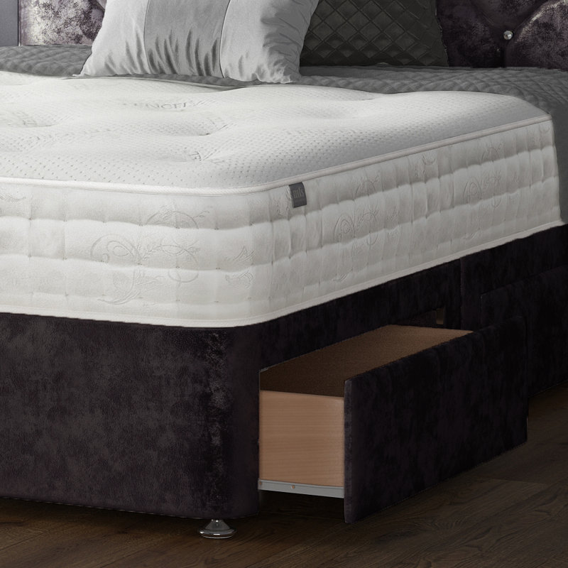 Fall Upholstered Drawers Bed, Super King (6'), Amethyst, 2 Foot-end Drawers