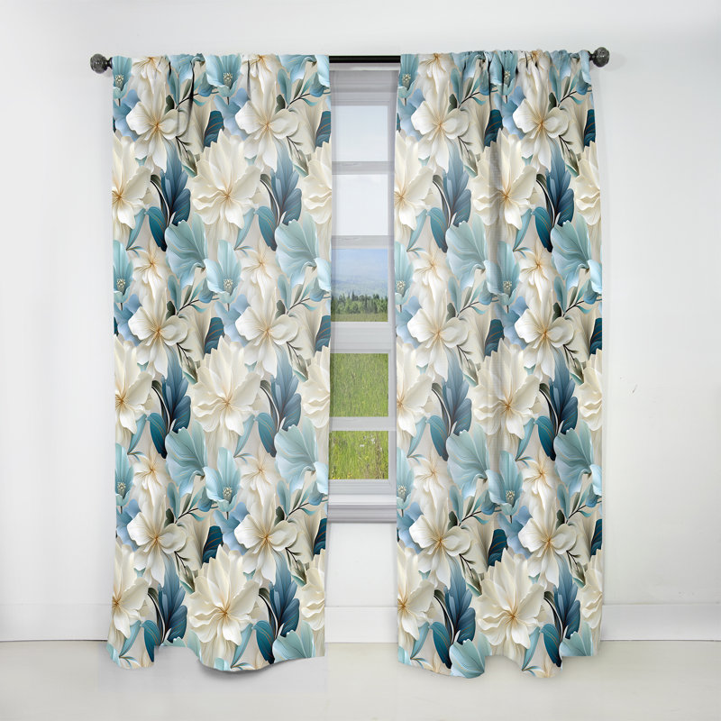 Motif tropical Coastal Symphony - Rideau floral - Rideau floral obscurcissant - 1 panneau, L 52 po x L 84 po