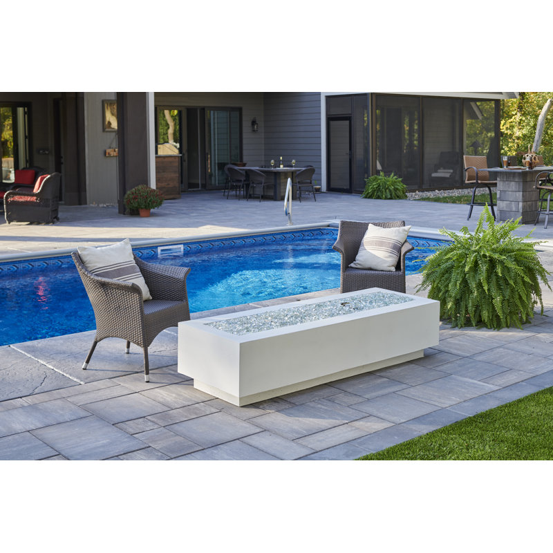 Cove Rectangle Concrete Smokeless Fire Pit Table, White
