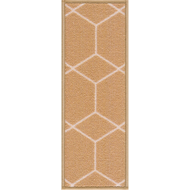 Tapis d’escalier antidérapant à motif hexagonal Tietjen, Jaune moutarde